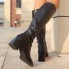 Tall Tube But Knee Large Size Boots 2025 Autumn and Winter New French Thick Heel Square Head Thin Fashion Knight Boots Women