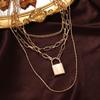 Elegant Fashion Simple Chain Punk Jewelry Key Padlock Pendant Necklace Women's Gift