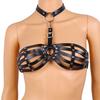 New Black Sexy Women Goth Lingerie Leather Halter Neck Body Bondage Cage Bra