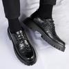 Fashion Mens Business Leather Shoes Round Head Thick Bottom Casual Shoes British Retro Youth Formal Oxford for Men Outdoor Shoes