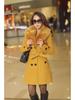 Korean Style Women's Double-Breasted Woolen Coat with Fur Collar