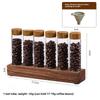 Coffee Bean Storage Tubes with Wooden Stand and Lids, Dosing Glass Vials for Coffee Storage, Espresso Bean Canisters Cellars Set