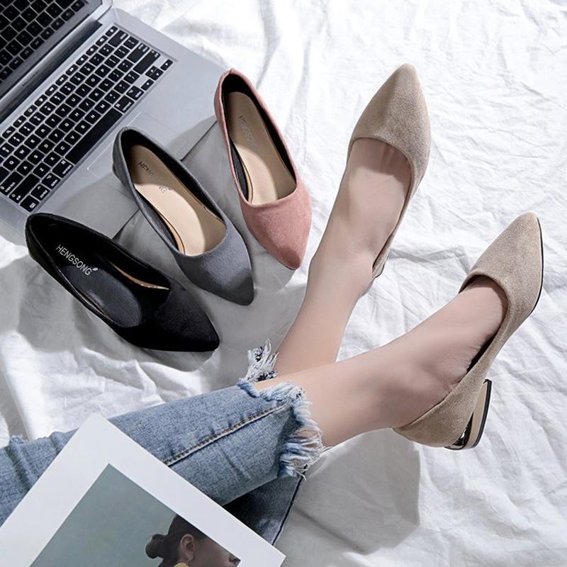 2025 Spring Women Pumps Low Square Heel Pointed Toe Work Shoes Lady Office Pumps Summer Slip On Casual Shoes Woman WSH3604