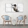 Three Piece Picture Canvas Print Woman Black and White