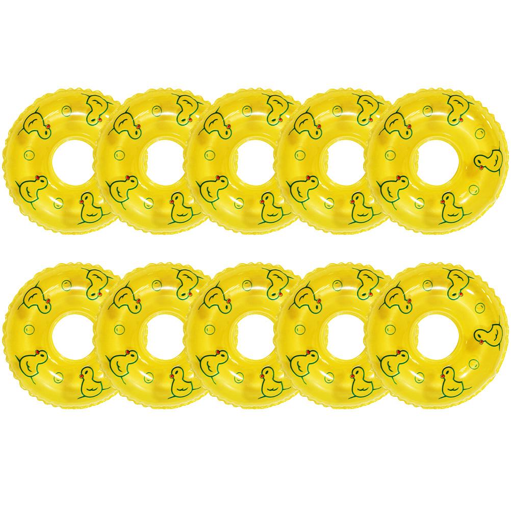 10pcs Mini Swimming Ring Floaties Duck Life Buoy Accessories Decorative Ornaments Photography Props DollFloaties Mini