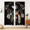 2 панели Boho Dreamcatcher полузатемняющие шторы на окна для кабинета, спальни, кухни, гостиной, игровой комнаты, офиса, домашнего декора