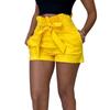 Women Shorts High Waist Lace Up Skinny Shorts Solid Pockets Summer Casual Shorts