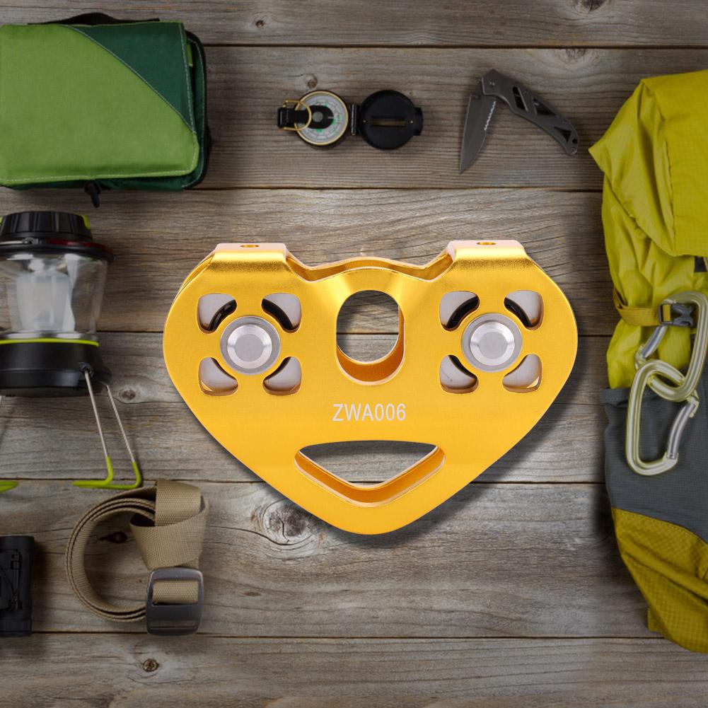 30KN двойной шкив трос спасательный трос тележка наружное скалолазание оборудование(Золото)