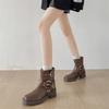 Retro British Style Thick Heel Martin Boots Women's 2025 New Autumn with Skirt, Thin and Versatile Casual Short Boots