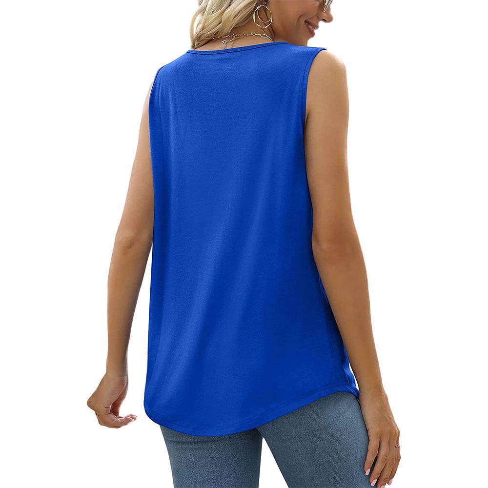 2024 Women's Sleeveless Square Collar Vest T-Shirt, Solid Color Swallowtail Suspenders Top