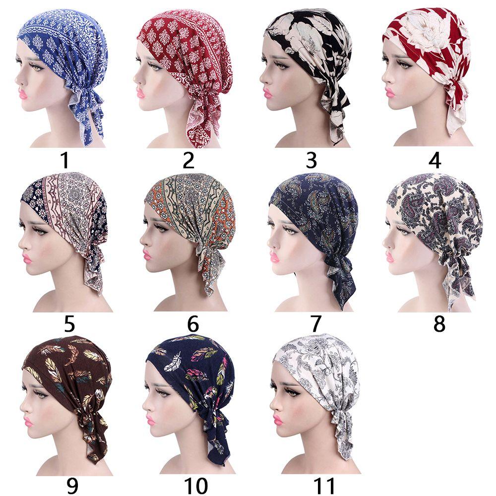 New Fashion Scarf Muslim Printed Headwear Cancer Chemo Hat Turban Hat Head Wrap Cap