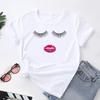 (Asian Size) Women Print Tee Top Eye Lashes Sweet Trend Lovely Style Fashion T Shirt Woman Female Clothing Short Sleeve Graphic T-shirts