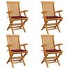 Day and Night - Day and Night Garden Chairs 4 Units Teak Wood with Red Cushions