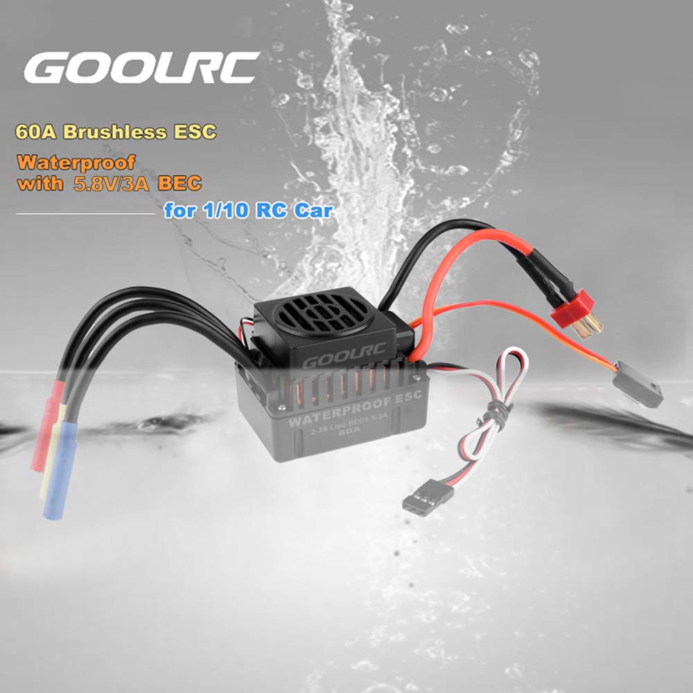 GoolRC Combo Set: 3650 4300KV Motor, 60 Brushless ESC, 20kg Servo with 25kg Servo Arm for 110 Scale RC Cars, Trucks, and Off-Road Use