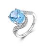 Women Ring Oval 10*12mm Concave Cut Fire 5.5ct Natural Sky Blue Topaz Ring 925 Sterling Silverf Ine Jewelry Party Gift