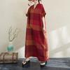 Dimanaf Women 2025 Plus Size Summer Casual Dress Cotton Linen Vintage Loose Basic Long Dress Stripe New