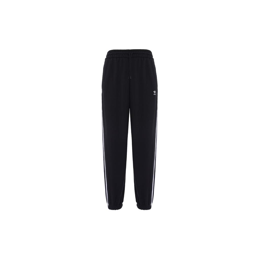 Adidas Originals Trefoil SS22 Solid Embroidered Logo Drawstring Straight Sweatpants Women Bottoms Black HM2143