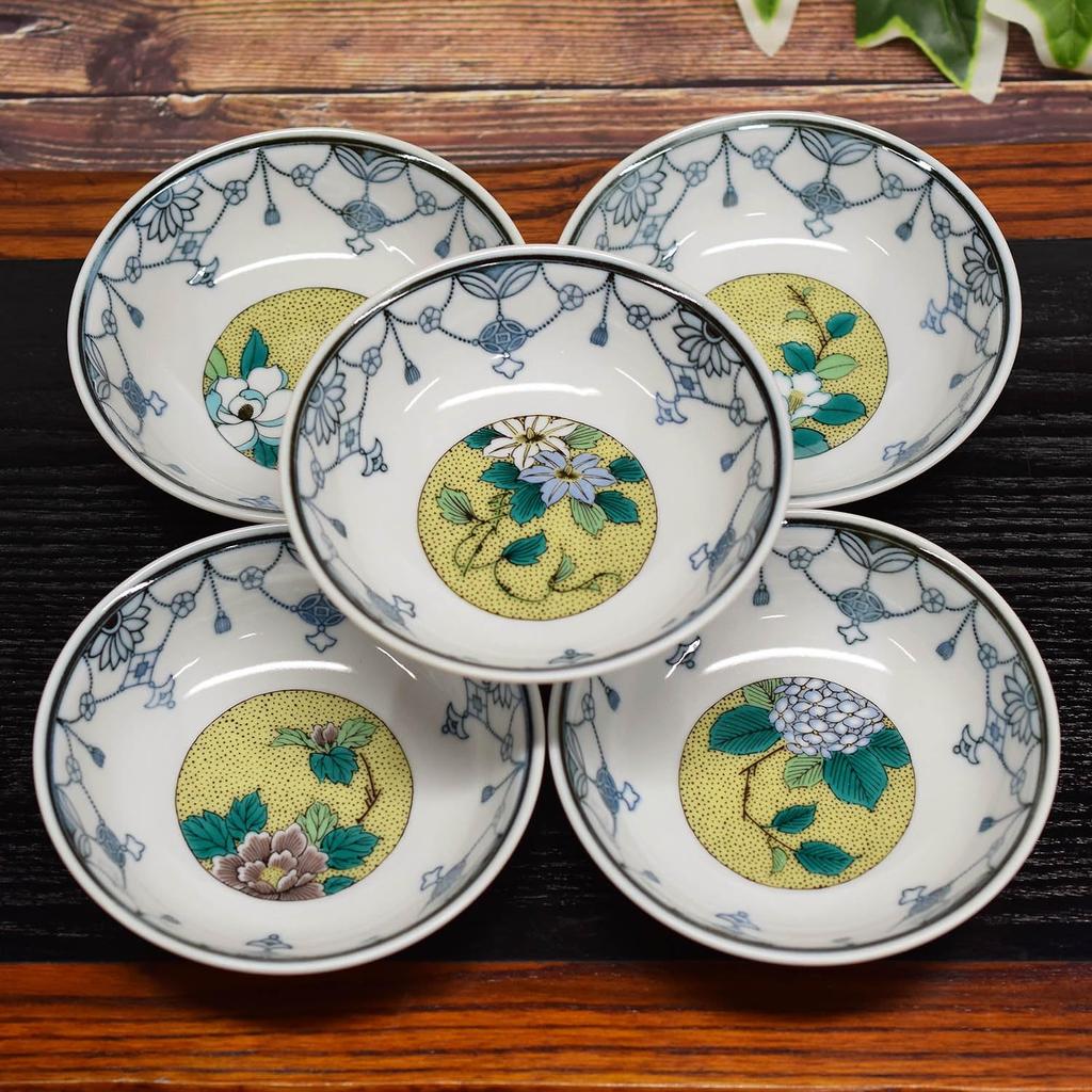 Waza No Stylish Kutani Ware Small Set of Yoshidaya Japanese Japanese Side Made In Wedding Return or Celebration Gift Kura Bowls, 5, Kusahana,
