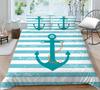 High Definition Digital Printed Bedding Set with Anchor Pattern Down Duvet Cover Pillowcase 2 or 3 Pieces DE200 * 200 Soft Washable Home Decoration