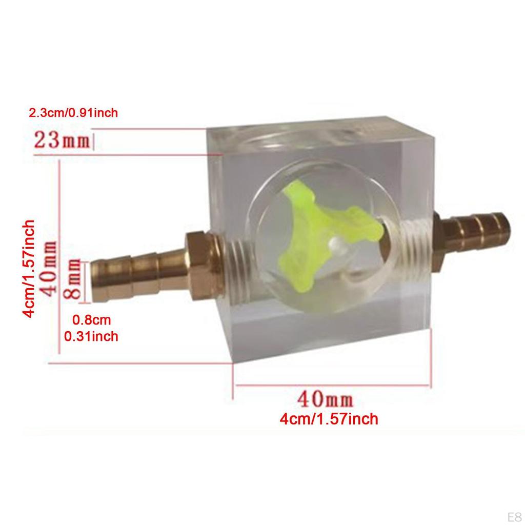 8mm Water Flow Indicator Meter Acrylic Office Measuring Tool Liquid Cool Cooling System
