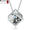 Platinum-Plated Love Cube Pendant Necklace - White Copper, Korean Style, Silver Jewelry