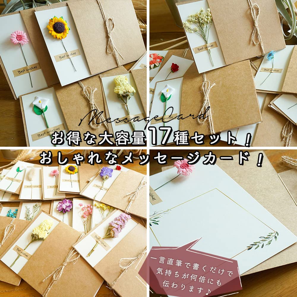 Moin Moin Message Card Cover Sticker String Flower 17 Types Set Letter Day Flower Single Size 17 X 12cm Sunflower Rose Brown Carnation Gypsophila