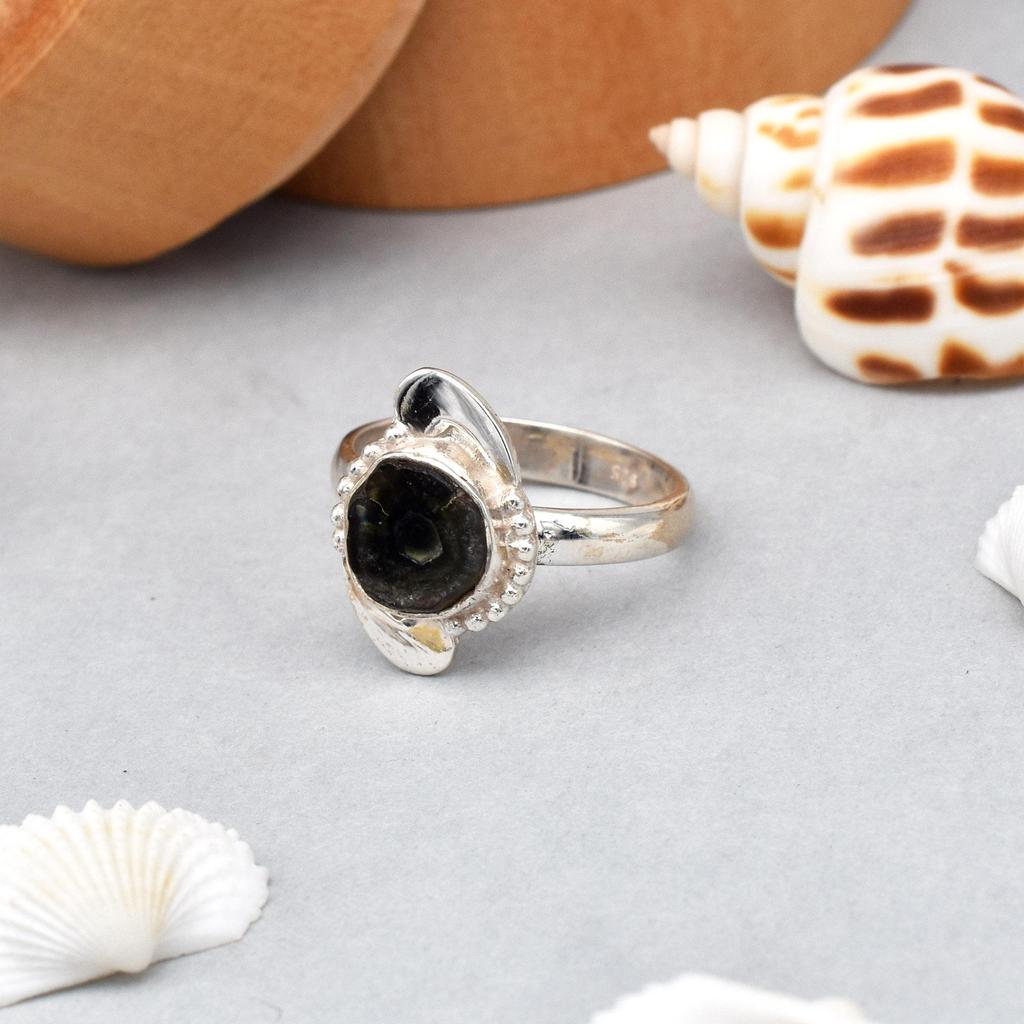 925 Sterling Silver Bicolor Raw Tourmaline Gemstone Ring 7 US Gift Ring