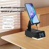 Desktop Phone Stand with Bluetooth-compatible Speaker Rechargeable Foldable Alarm Clock Timer Adjustable Angle Holder for All Phones Tablets