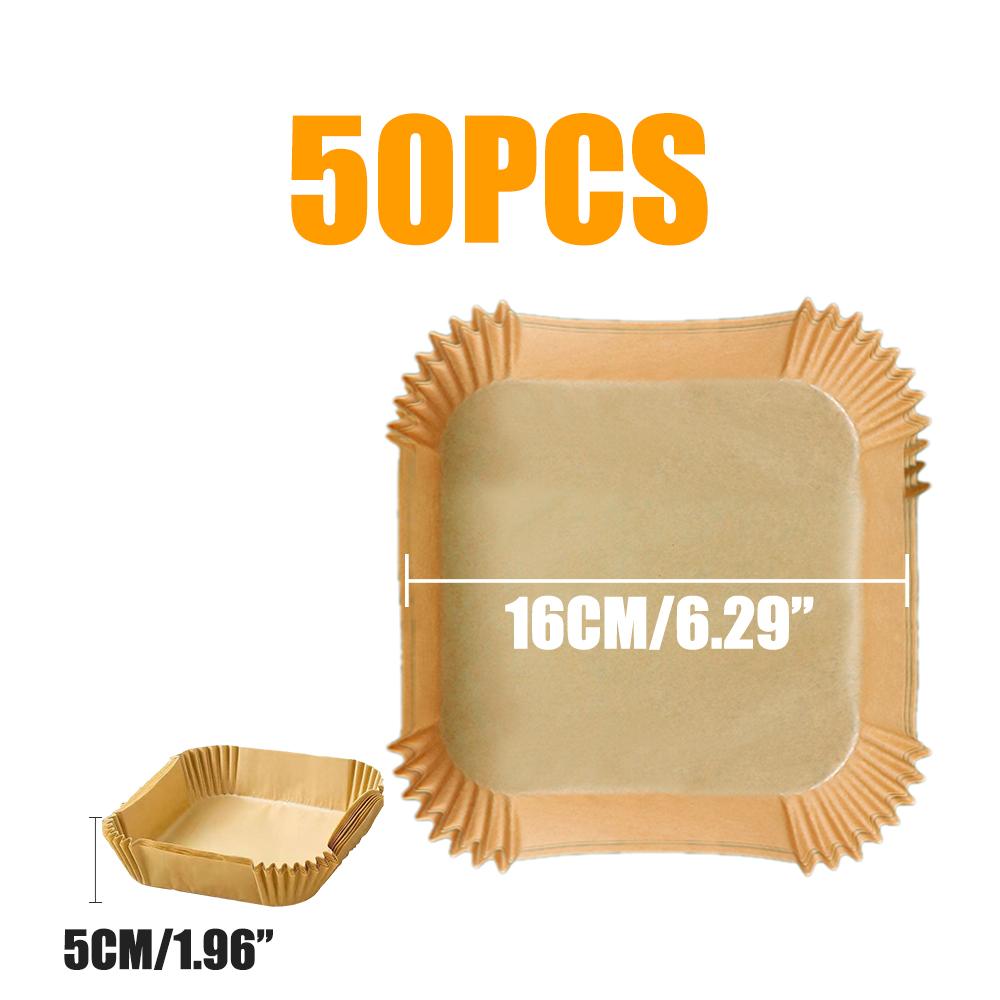 50PCS Large 23CM Air Fryer Disposable Baking Paper Liner Non-Stick Oil-proof Mat Steamer Square Round Parchment for Microwave Oven Kitchen Cookers
