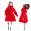 Red Winter Wear Warm Coat For Barbie Doll Outfits Fur Doll Clothing Doll Dress Clothes For Barbie 1/6 BJD Doll Accessories Toy