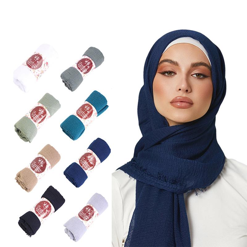 Breathable Cotton And Linen Headscarf, Seersucker Scarf, Ethnic Style Headscarf, Headscarf And Cap Jdwj-32