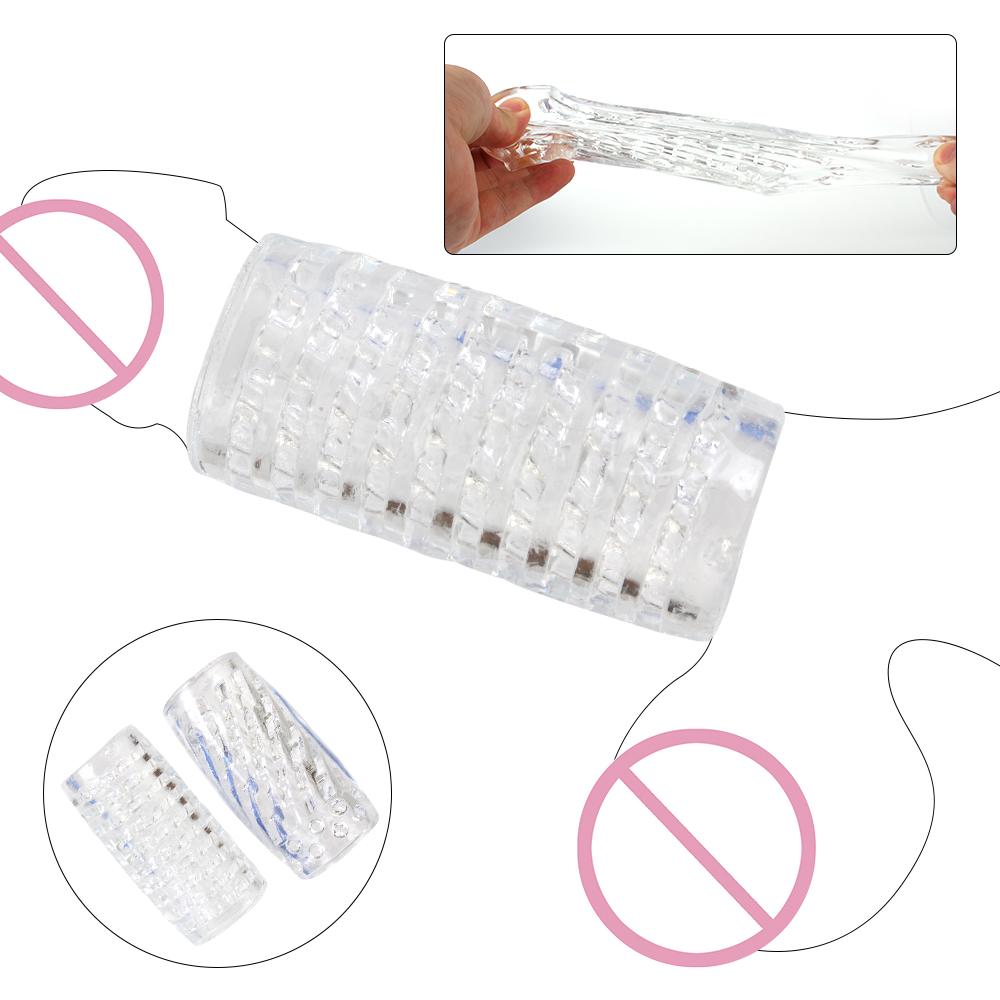 Transparent Male Masturbator Artificial Pussy Vaginal for Men 18 Glans Sucking Penis Pump Spikes Exerciser Sex Toys Erotic