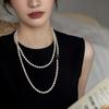 Natural Freshwater Pearl Necklace Women's Autumn and Winter Long Millet Beads Double-layer Sweater Chain High-end Light Luxury Beaded Jewelry