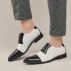 Fashion Nightclub Men's Leather Shoes Black and White Color Blocking Style Fashion Party Outdoor Street or Handsome Groomsman Shoes