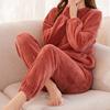 Women Pajama Set Loose Top And Elastic Waist Pants Home Casual Warm Woolen Suit Women Sets Winter