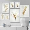 Golden Flower Abstract Plant Wall Poster Nordic Canvas Print Painting Modern Popular Art Decoration Picture Living Room Decor
