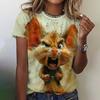 Summer Women Plus Size Round Neck Tops Casual Short Sleeve 3D Cartoon Cat Printed T Shirt