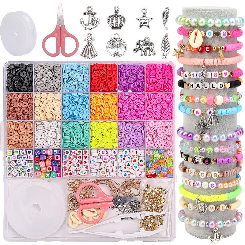Handmade Beaded Jewelry DIY Kit for Kids - Educational Polymer Clay Beads for Bracelets & Necklaces