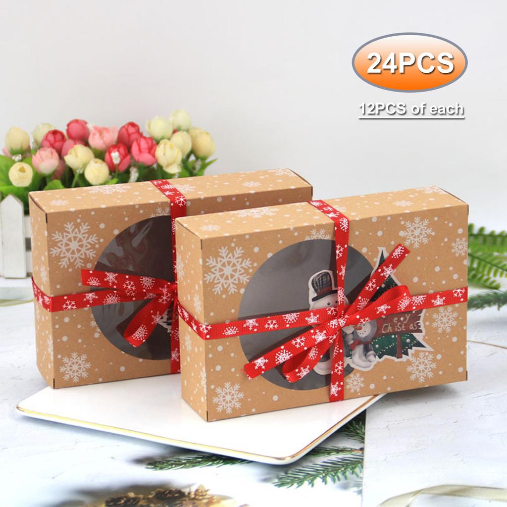 24PCS Christmas Cookie Gift Boxes  Boxes for Holiday B Akery Food Container