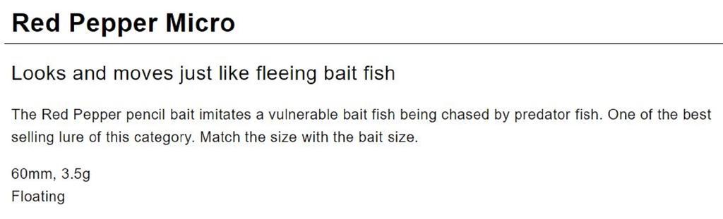 Tiemco Red Pepper Micro 60 mm 3.5 grams Sinking Lure RPM-522 (8285)