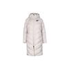 Solid Color Warm Windproof Hooded Long Zipper Down Jacket Women Outerwear Beige BV2882-008