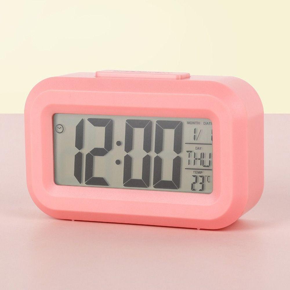 Plastic Digital Alarm Clock Silent LED Electronic Clock Creative Silent Snooze Clock  Date Display