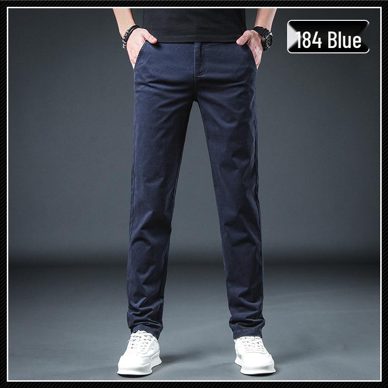 Men's Slim Fit Khaki Cotton Casual Pants - Straight Leg, Light Business Style