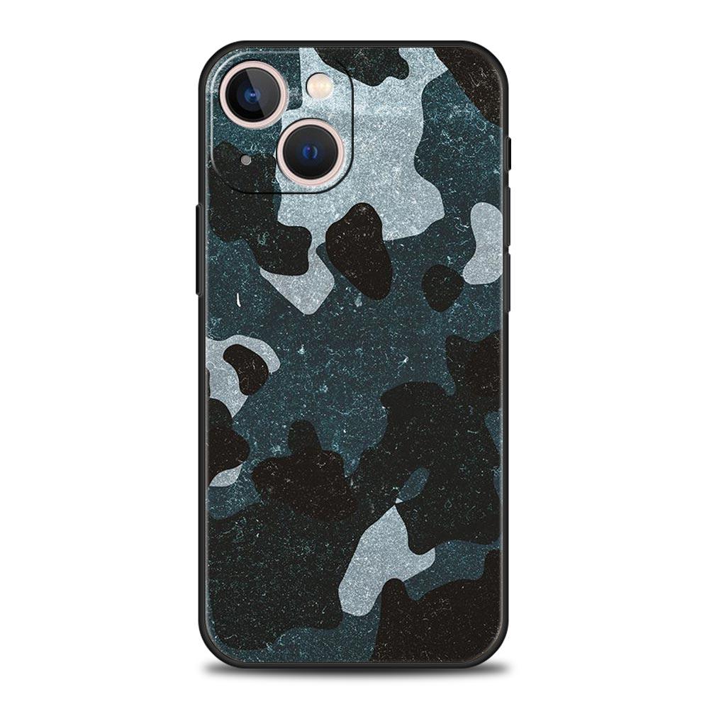 Colour Camouflage Black Camo Silicone Phone Case For iPhone 11 12 13 15 14 Pro Max X XR XS 7 8 Plus SE 2020 Luxury Black Cover