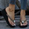 Women's Clip-toe Wedge Heels Women's Summer Sparkling Crystal Platform Sandals Women Plus Size 42 Outdoor Flip-flops