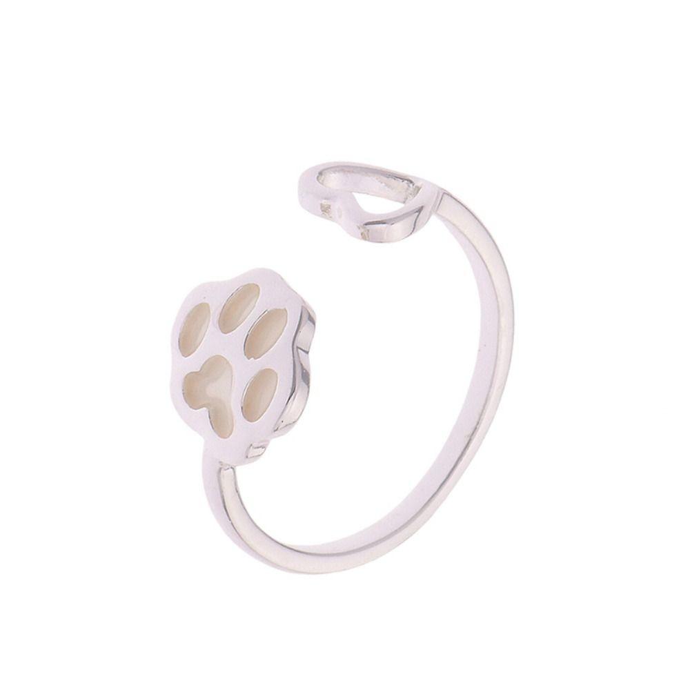 Hollow Out Luminous Cat's Paw Ring Glow In Dark Light Adjustable Ring Glowing Finger Ring Girls