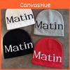 Streetwear Letter Matin Knitted Beanie Warmth Ear Protection Cold Seasons Cap