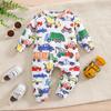 Infant Baby Boy Cute Vehicle All-over Print Long Sleeve Romper