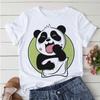 Short Sleeves Kawaii Ladies T Shirts Panda Cartoons Printing Clothing Top White Female Summer Tops Tees Womens Simple T-Shirt