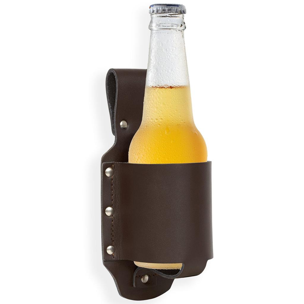 Classic Beer Holster Leather Beer Holster Outdoor Drink Cup Cover Round Protective Cover